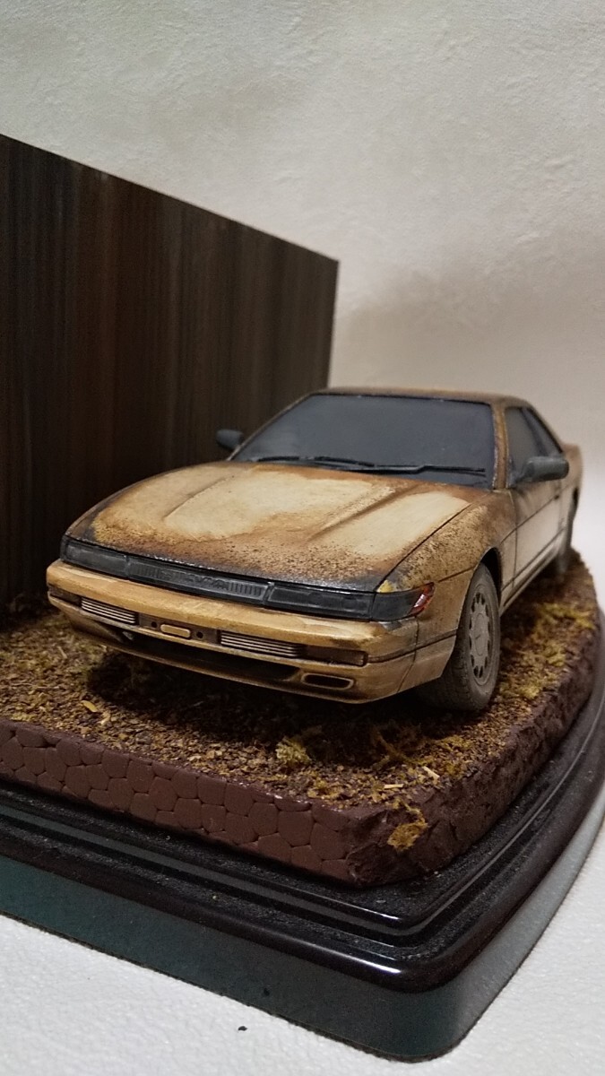 シルビア 1/24完成品 自作ジオラマ完成品 昭和レトロな風景 旧車 プラモデル タミヤ 自作完成品