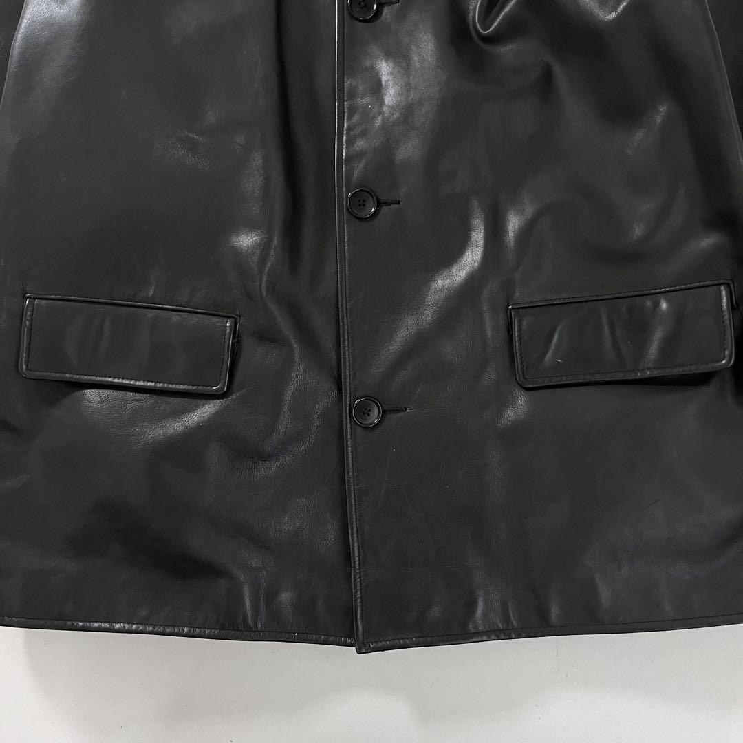 美品 90s ポロラルフローレン カーコート 本革 XL ブラック 野村 美品 90s ポロラルフローレン カーコート 本革 XL ブラック 野村