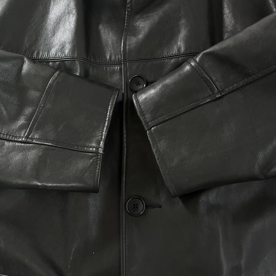 美品 90s ポロラルフローレン カーコート 本革 XL ブラック 野村 美品 90s ポロラルフローレン カーコート 本革 XL ブラック 野村