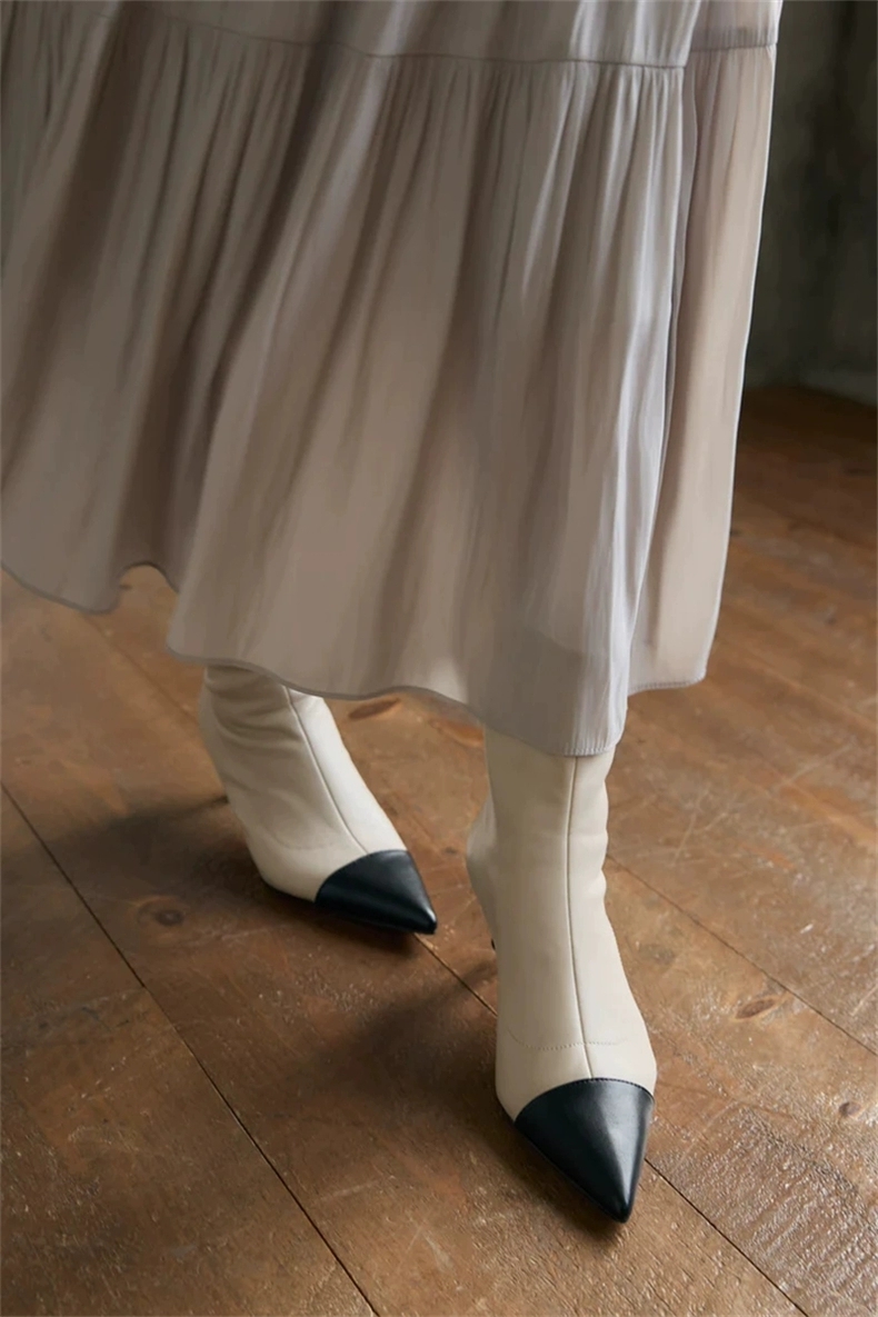 ハーリップトゥ Madonnina Ankle Boots ブーツ 白黒配色 M しゃ ハーリップトゥ Madonnina Ankle Boots ブーツ 白黒配色 M しゃ