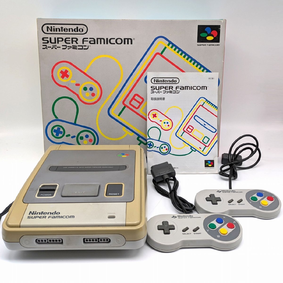 スーパーファミコン本体・正常動作確認済・SHVC-001・SFC・スーファミ・レトロゲーム・No.240825-47・梱包サイズ100