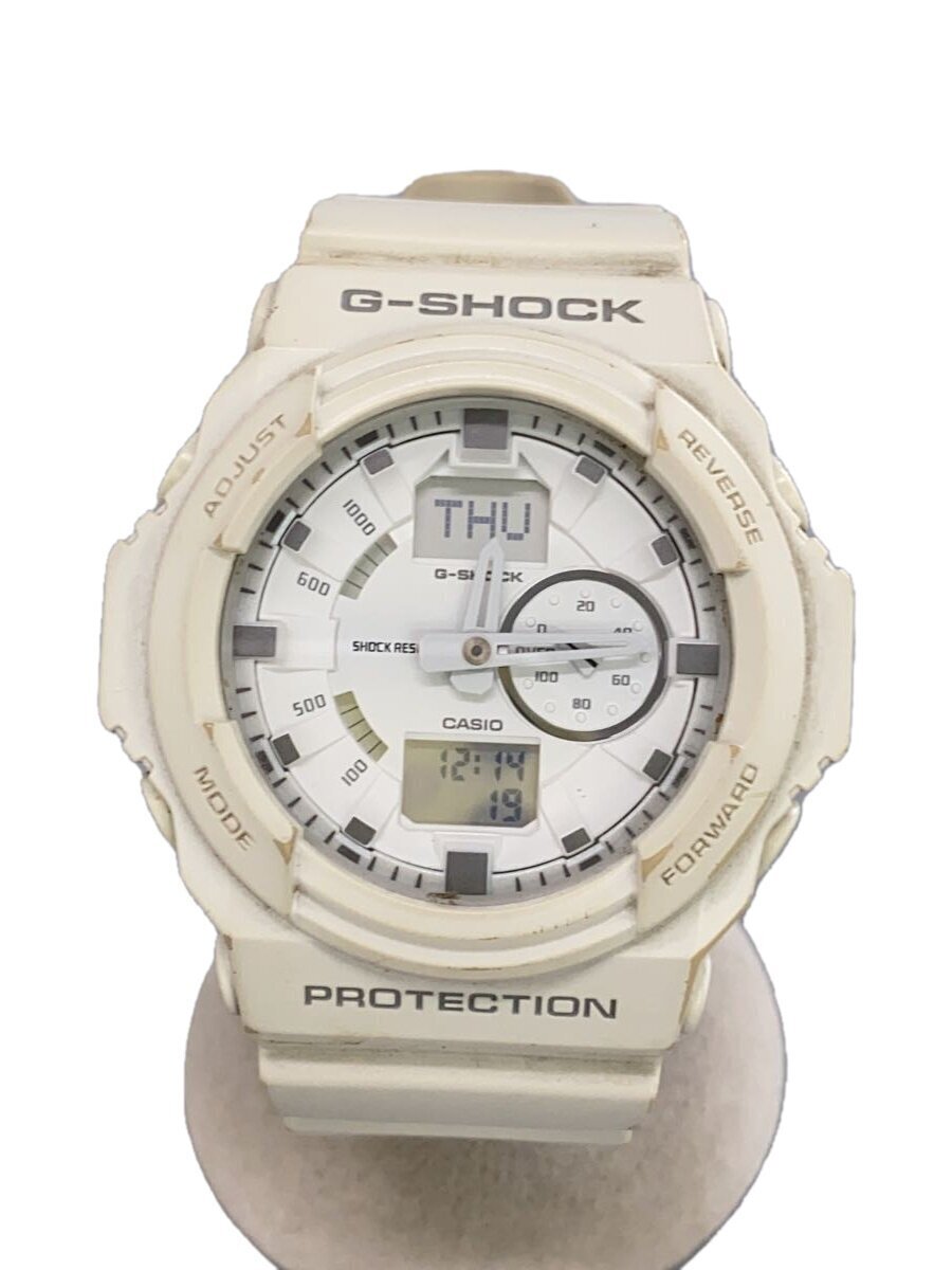 CASIO◆クォーツ腕時計/デジアナ/セラミック/WHT/WHT/GA-150/汚れ有