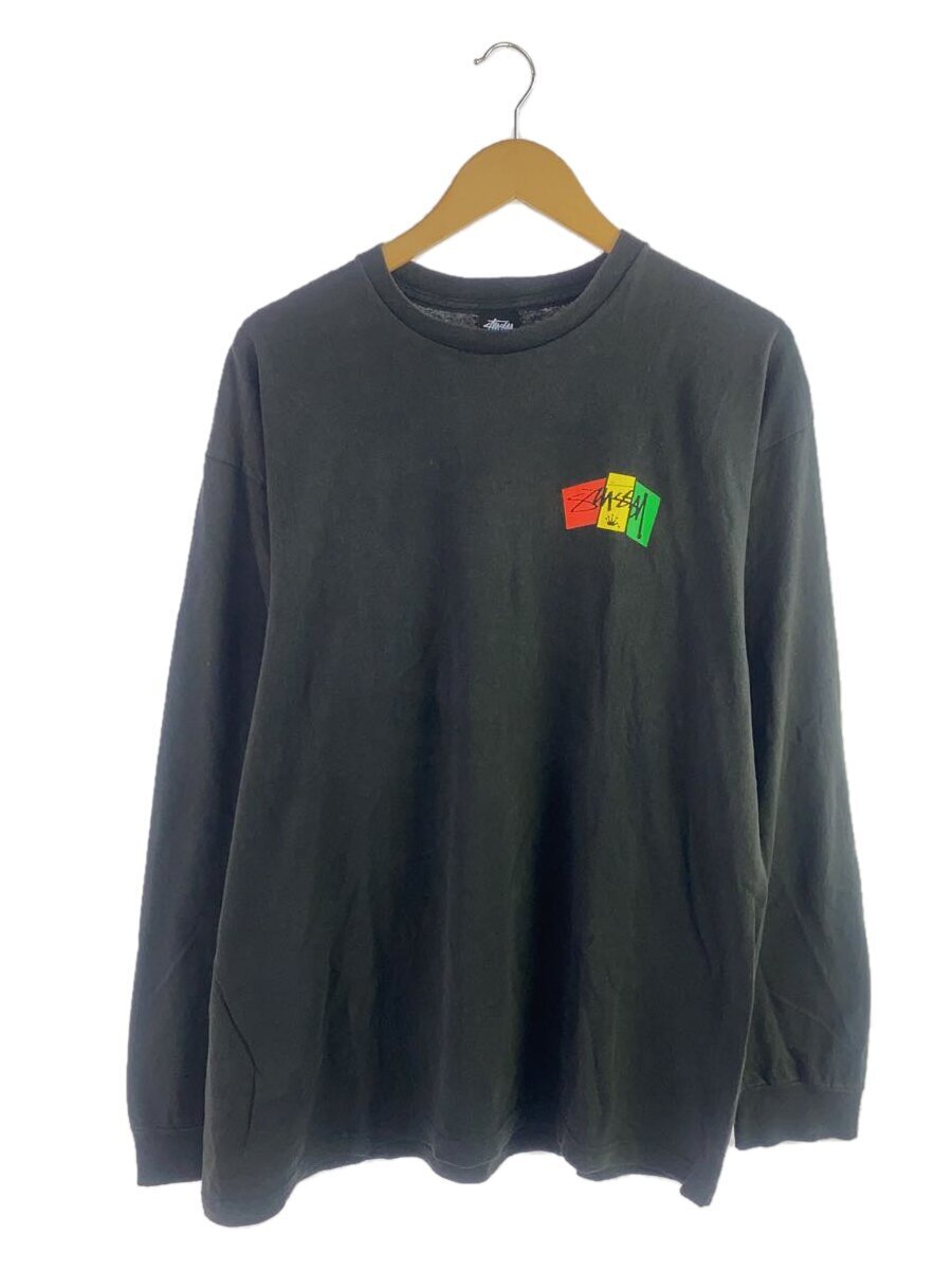 STUSSY◆MEXIKO製/RASTA CROWN/両面プリント/長袖Tシャツ/XL/コットン/BLK