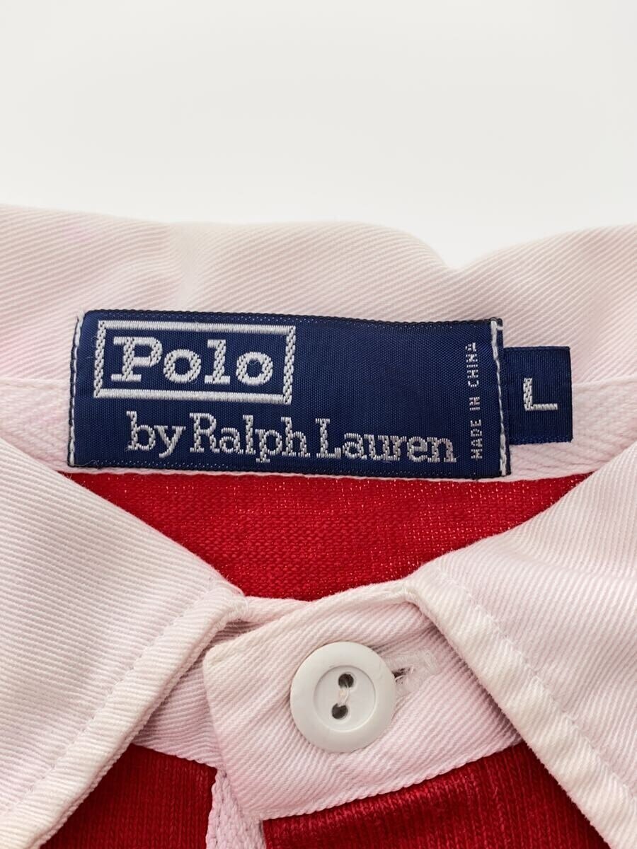 POLO SPORT*90s/USA number / Rugger shirt / polo-shirt with long sleeves /L/ cotton /RED//