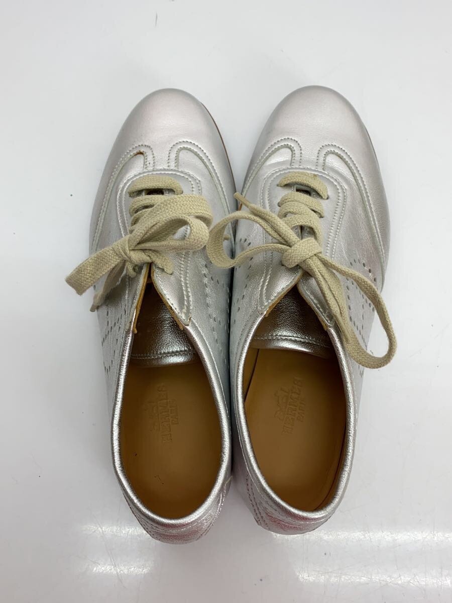 HERMES* Evelyne / punching H Logo / low cut sneakers /36.5/ silver / leather / dirt have 