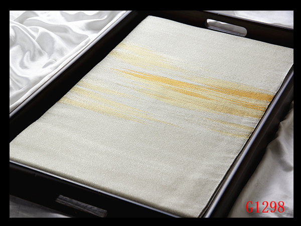 袋帯　　つづれ　　純金糸使用 袋帯 本金糸 純金糸 24K 天年楽園 つづれ織 花鳥 ベージュ系 着物帯