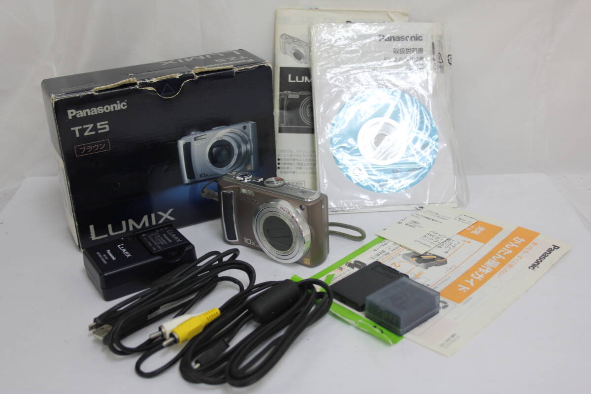 Y2078 【元箱付き】 パナソニック Panasonic Lumix DMC-TZ5 ブラウン コンパクトデジタルカメラ 説明書等付属品多数セット ジャンク