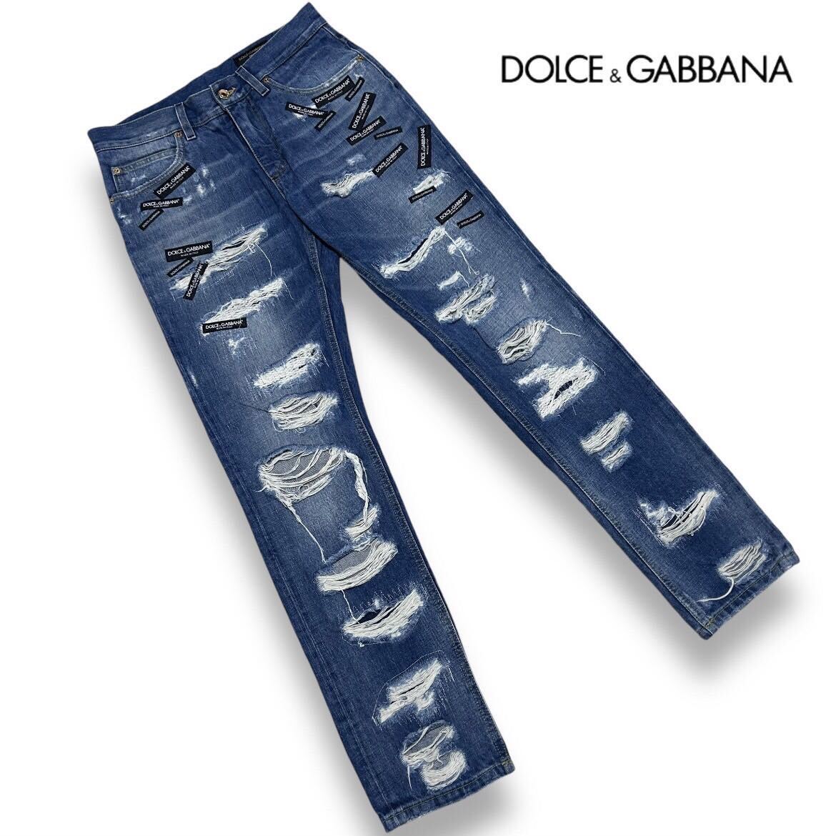 hyde着用 DOLCE＆GABBANA クラッシュパンツ　デニム　ロゴ　44 hyde着用 DOLCE＆GABBANA クラッシュパンツ デニム ロゴ 44 楽天