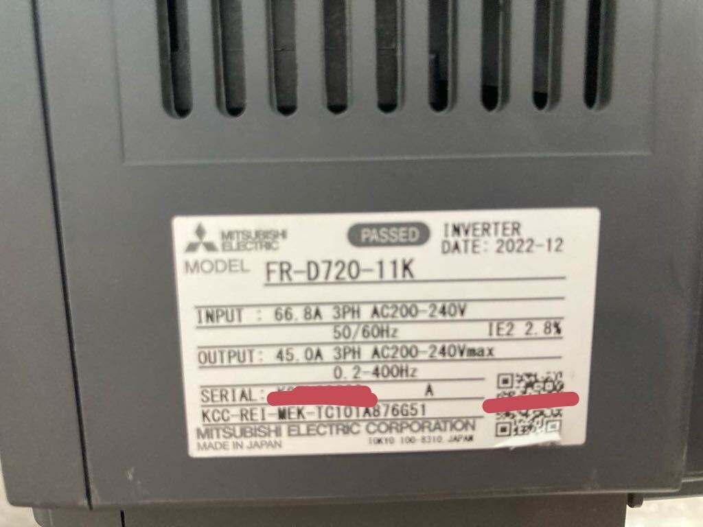 新品無箱未使用2022年製MITSUMISHI三菱インバータFR-D720-11K 新品無箱未使用2022年製MITSUMISHI三菱インバータFR-D720-11K