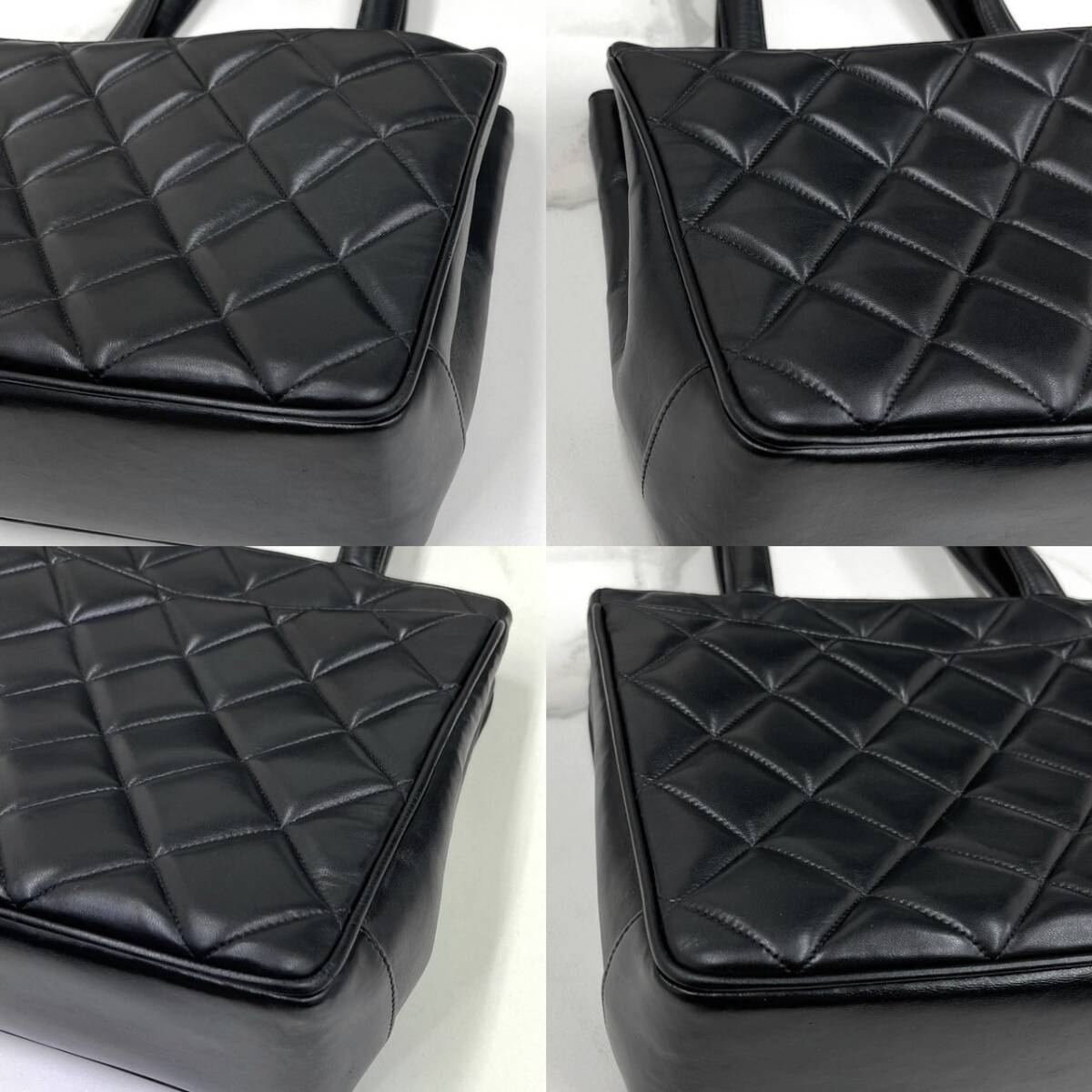 美品 シャネル マトラッセ ラムスキン 黒 ハンドバッグ 3番台 美品 シャネル マトラッセ ラムスキン 黒 ハンドバッグ 3番台