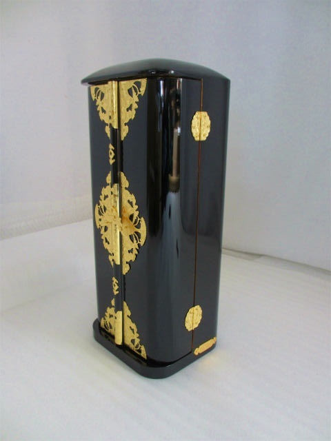 特別販売品】黒塗り 丸厨子 (外幅19cm高45cm奥16.4cm)長期 特別販売品】黒塗り 丸厨子 (外幅19cm高45cm奥16.4cm)長期