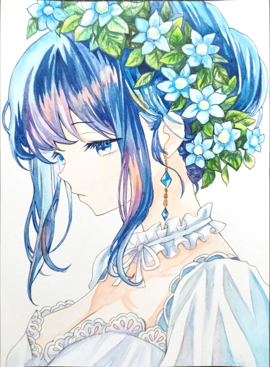 手描きイラスト 女の子 B6サイズ 透明水彩絵の具(手描き 手描きイラスト 女の子 B6サイズ 透明水彩絵の具(手描き