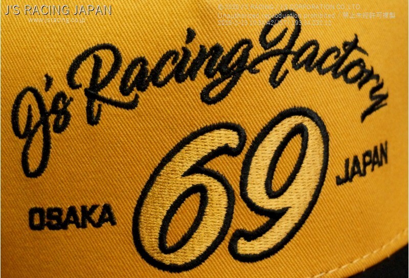 J'S RACING ジェイズレーシング ジェイズモード WAZA 69 ゴールド メッシュキャップ ブラック/イエロー WAZA69-GDM-BY