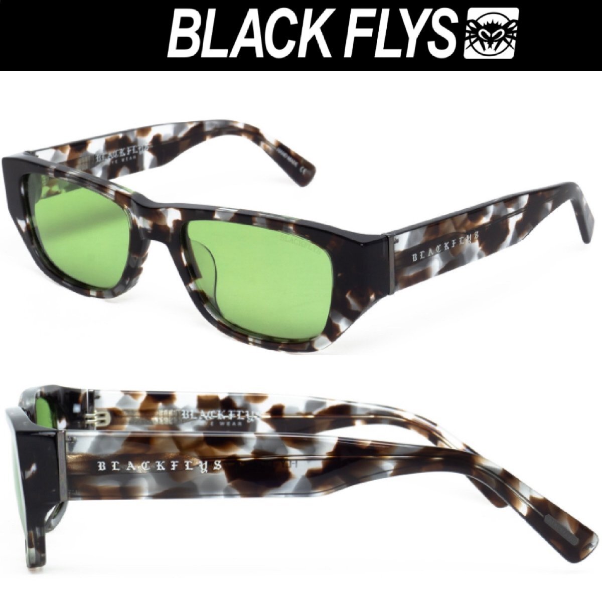 偏光ライトグリーンレンズ ブラックフライ FLY DUSTER サングラス GREY HAVANA BLACK/LT.GREEN(POL) BlackFlys ベッコウ柄
