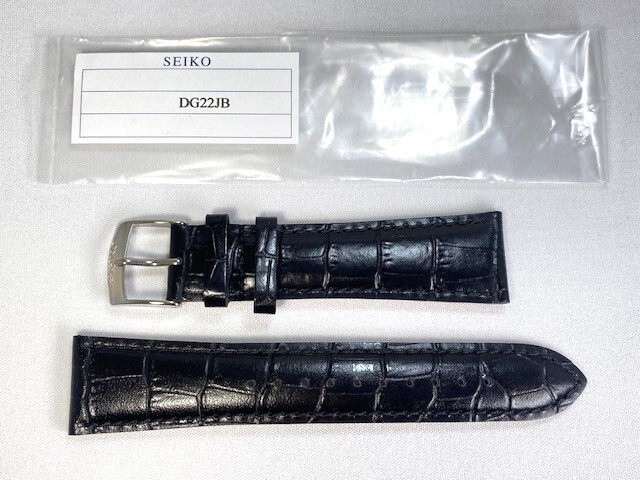 DG22JB SEIKO セイコー 22mm 純正革ベルト カーフ ブラック SCJD005/SCJD007/5Y66-0AC0他用 クロネコゆうパケット送料無料