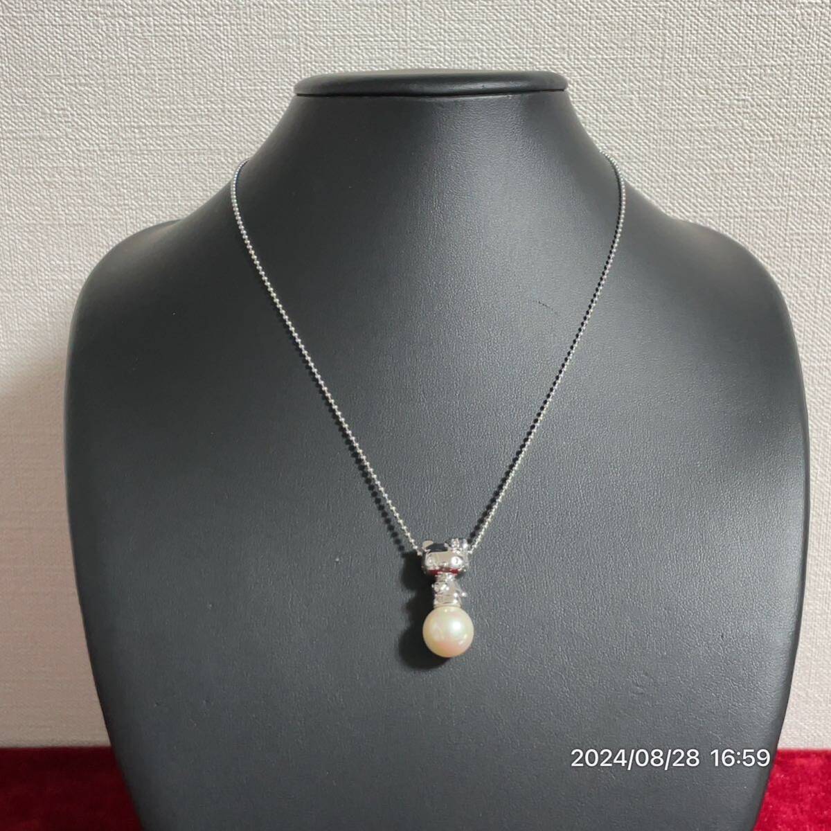 SILVER SV925 SANRIO サンリオ キティー パール ボールチェーン ネックレス ペンダント アクセサリー_画像5