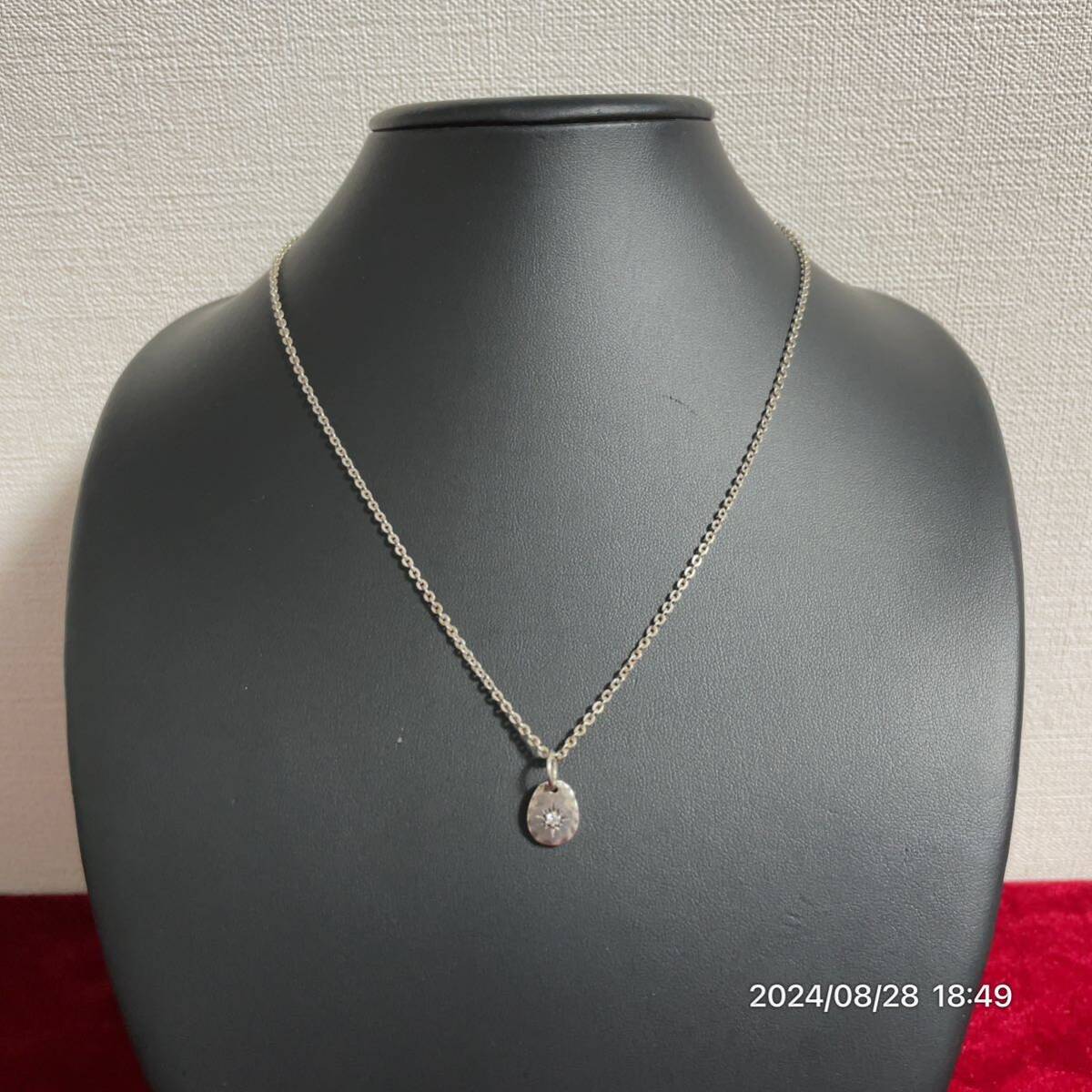 SILVER925 SV925 ZOCALO ゾカロ 平打ち ラインストーン ペンダント ネックレス アクセサリー_画像4