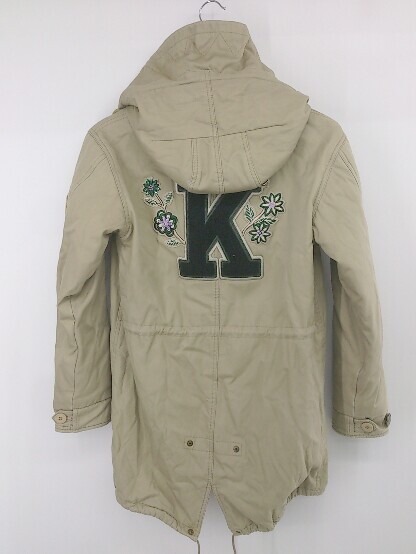 ◇ OZLANA オズラナ 刺繍 スパンコール かわいい 長袖 ジップアップ ジャケット サイズXS ベージュ レディース P