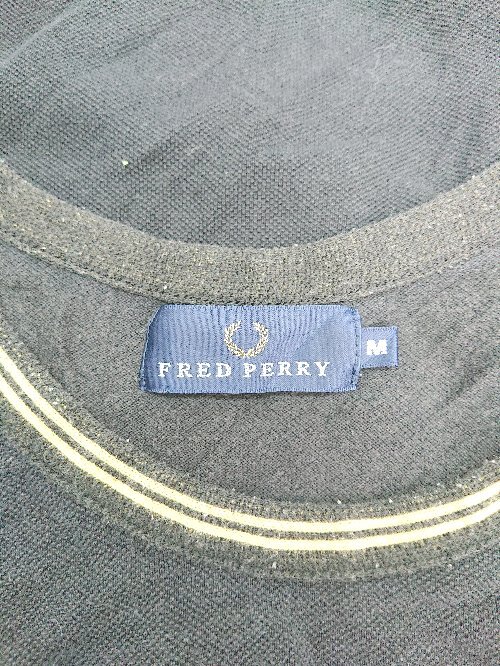 * FRED PERRY раунд шея U шея .. чувство нет .? майка размер M черный / желтый женский E