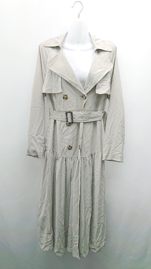 * * * unused * RESEXXY Rize comb - double button lining thin simple long sleeve coat size F beige lady's E