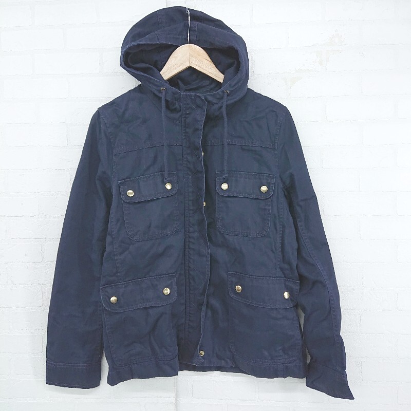 ◇ J.Crew ジェイクルー フーディ 長袖 ジップアップ ジャケット サイズM ネイビー レディース E