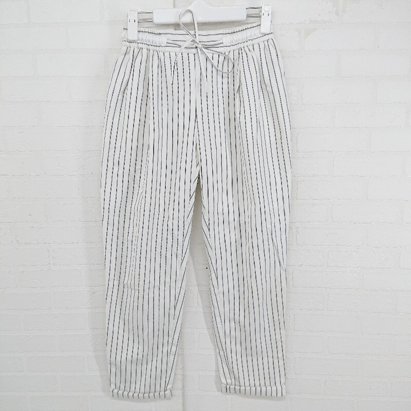 ◇ MOUSSY マウジー ストライプ ロールアップ イージーパンツ サイズ1 ホワイト マルチ レディース P_画像1