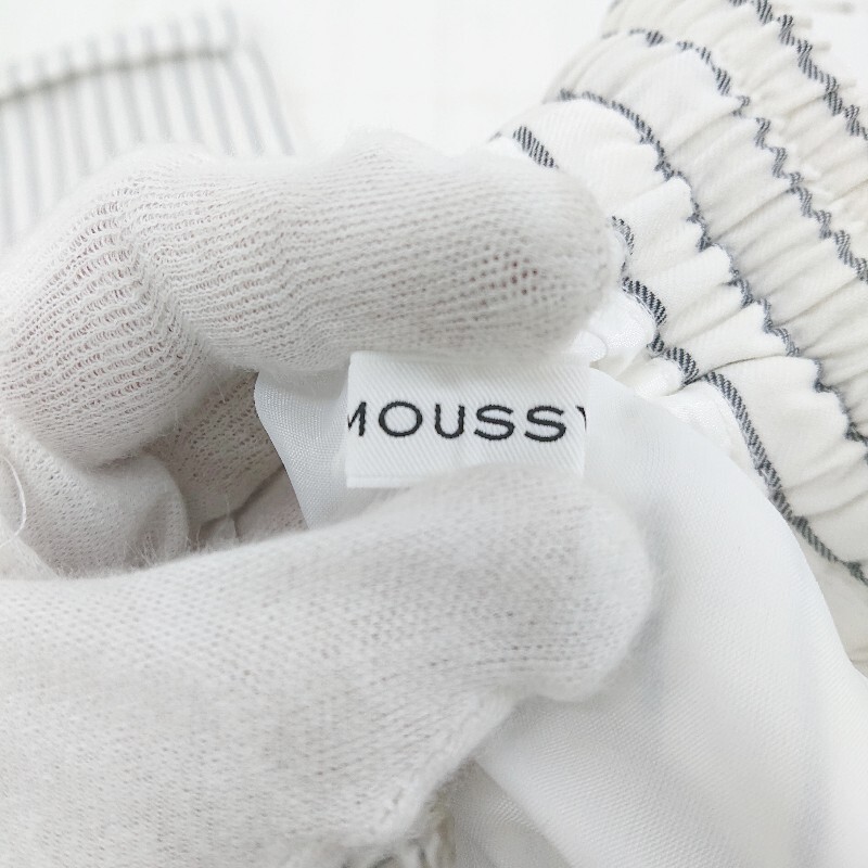 ◇ MOUSSY マウジー ストライプ ロールアップ イージーパンツ サイズ1 ホワイト マルチ レディース P_画像3
