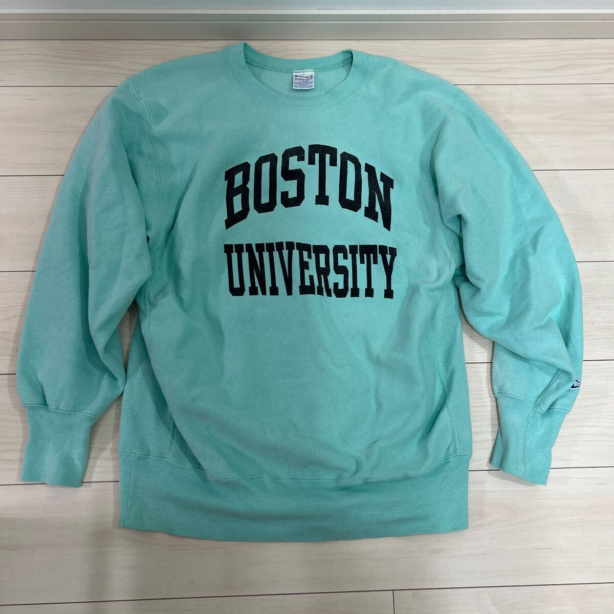 美品 レアカラー ティファニーブルー 90's チャンピオン Champion リバースウィーブ reverse weave ビンテージ VINTAGE アメリカ製 XL