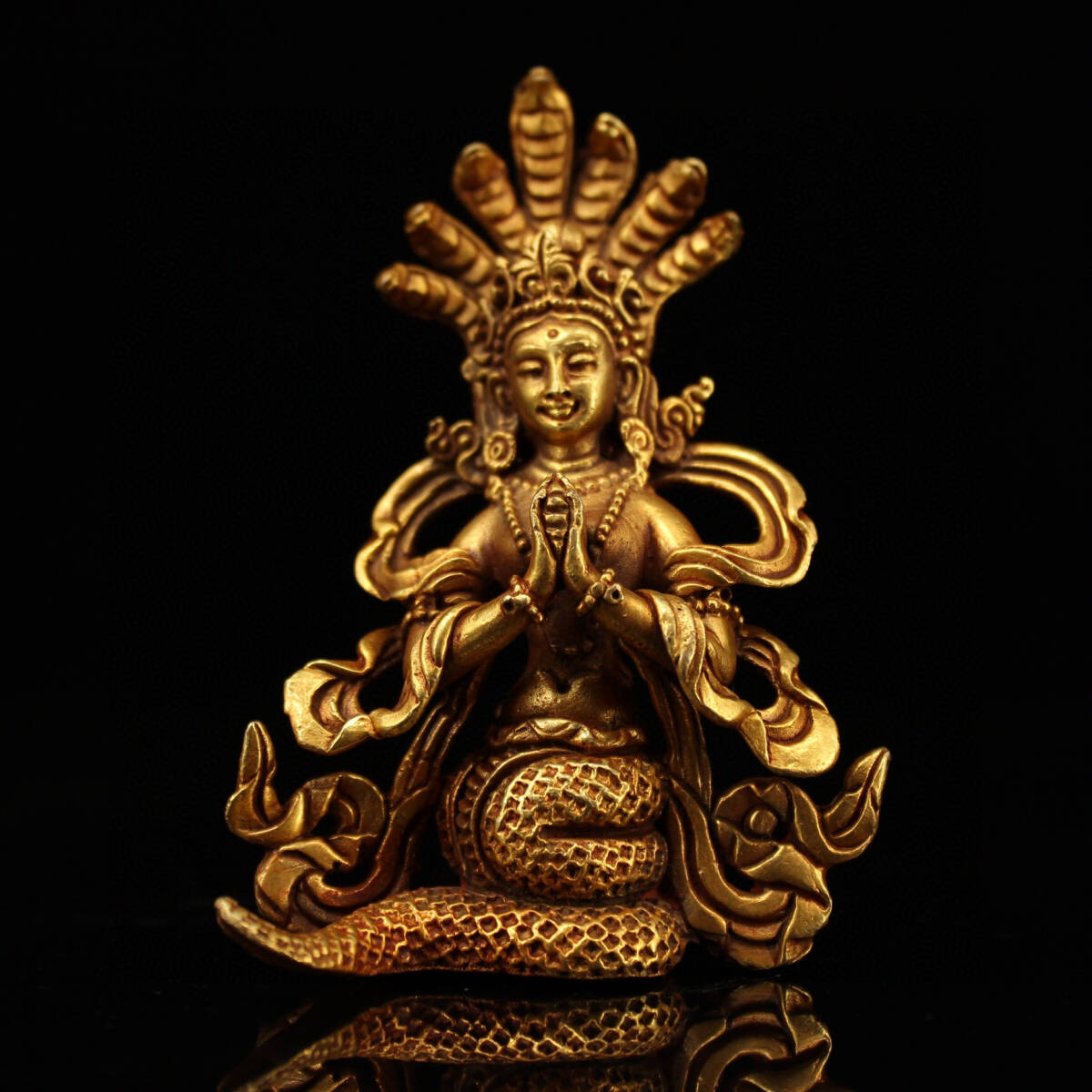 秘藏 明 永樂年製 紫銅 塗真金 老仏像【観音菩薩】 銅製品 秘藏 明 永樂年製 紫銅 塗真金 老仏像【観音菩薩】 銅製品