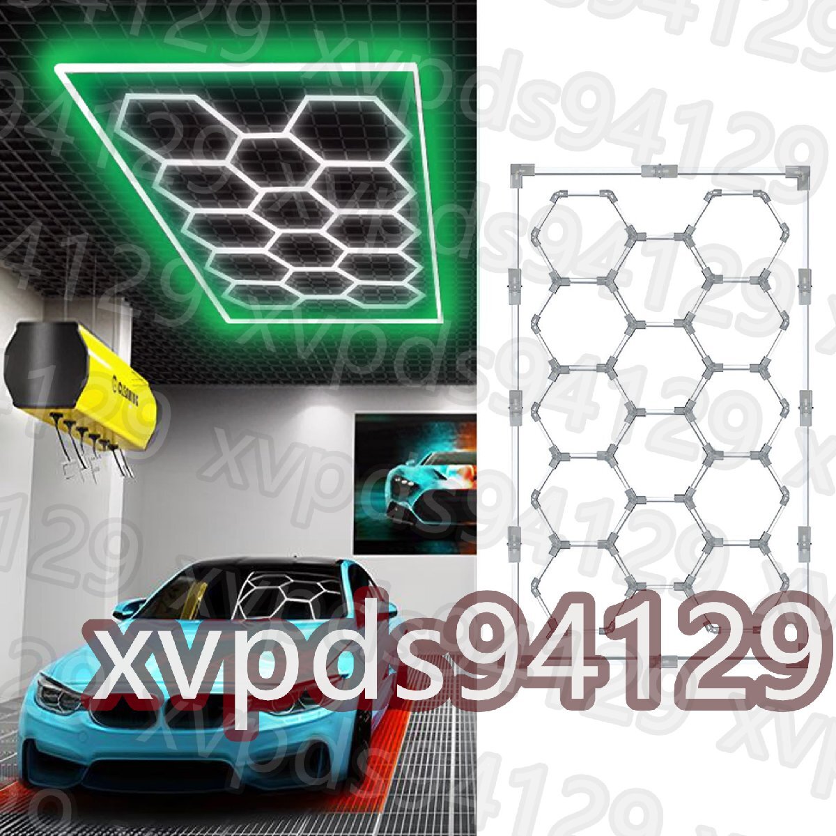 ガレージライト カラフルLED 洗車室 天井用 110V ハニカムライト ガレージライト カラフルLED 洗車室 天井用 110V ハニカムライト
