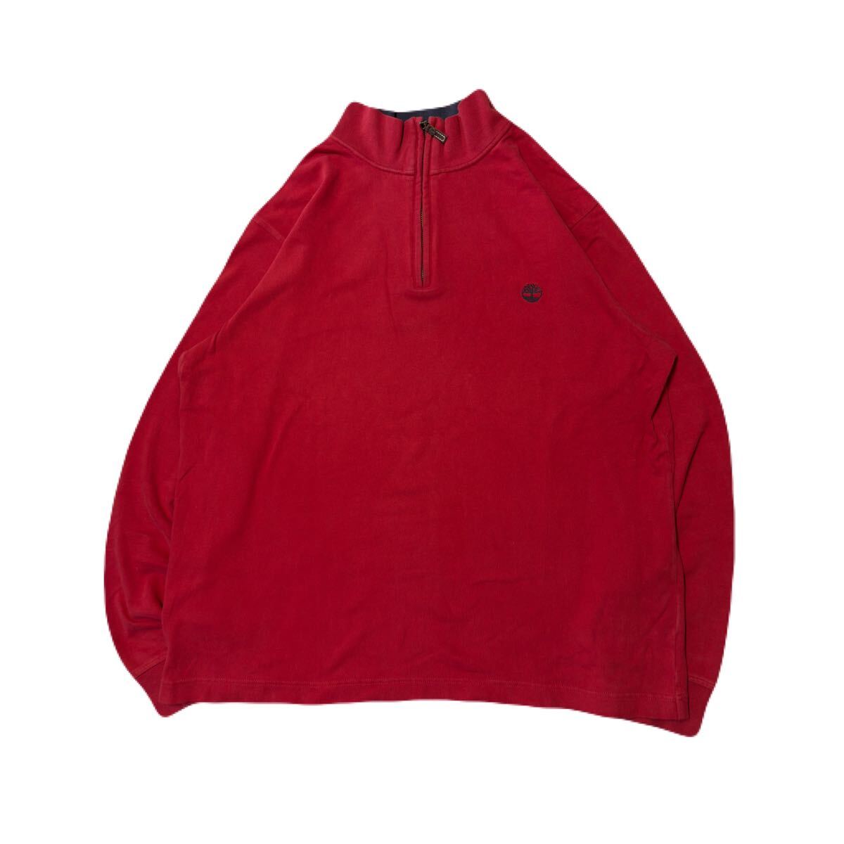 timberland ハーフジップ　スウェット トレーナー 古着 長袖 XXL レッド