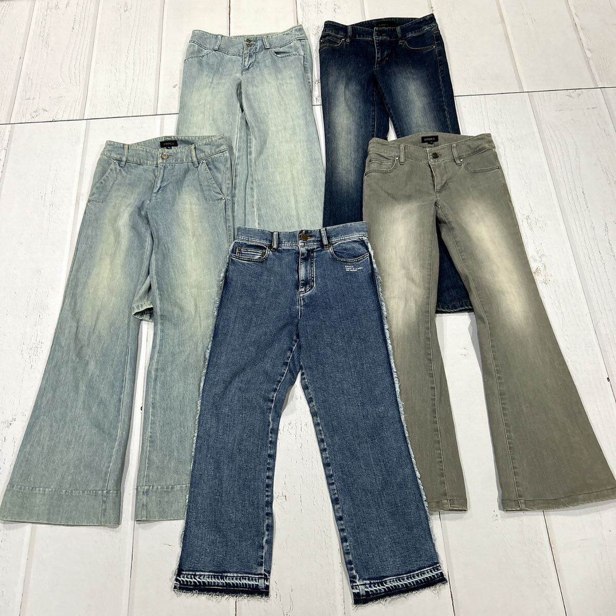 B ■ まとめ売り '豪華 5點セット' Epoca エポカ 日本制 ブーツカット / ストレート デニムパンツ / ジーンズ SIZE:38 ボトムス 卸売