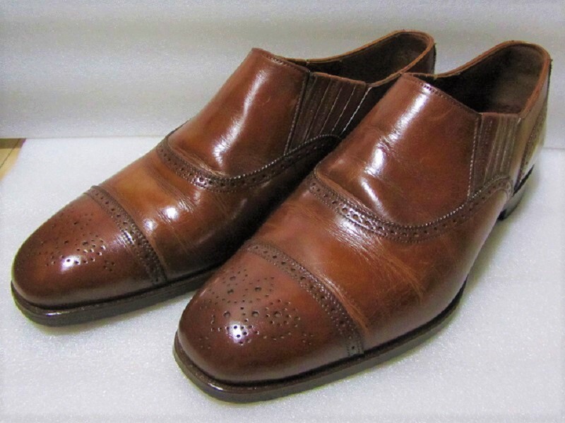 GRENSON グレンソン シューズ 革靴 サイドエラスティック セミブローグ ミディアムブラウン サイズ6.5D 英国製