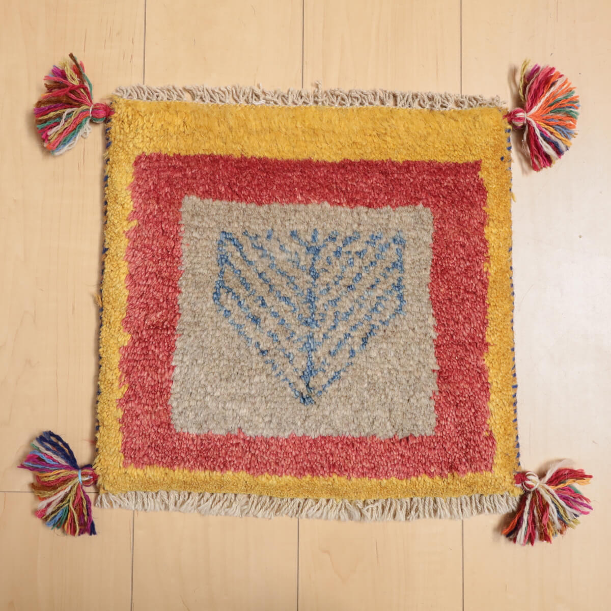 ギャッベ／ギャッベ 36×39cm イラン産 手織り リビング ウール ラグ ラグマット（BP-12365）