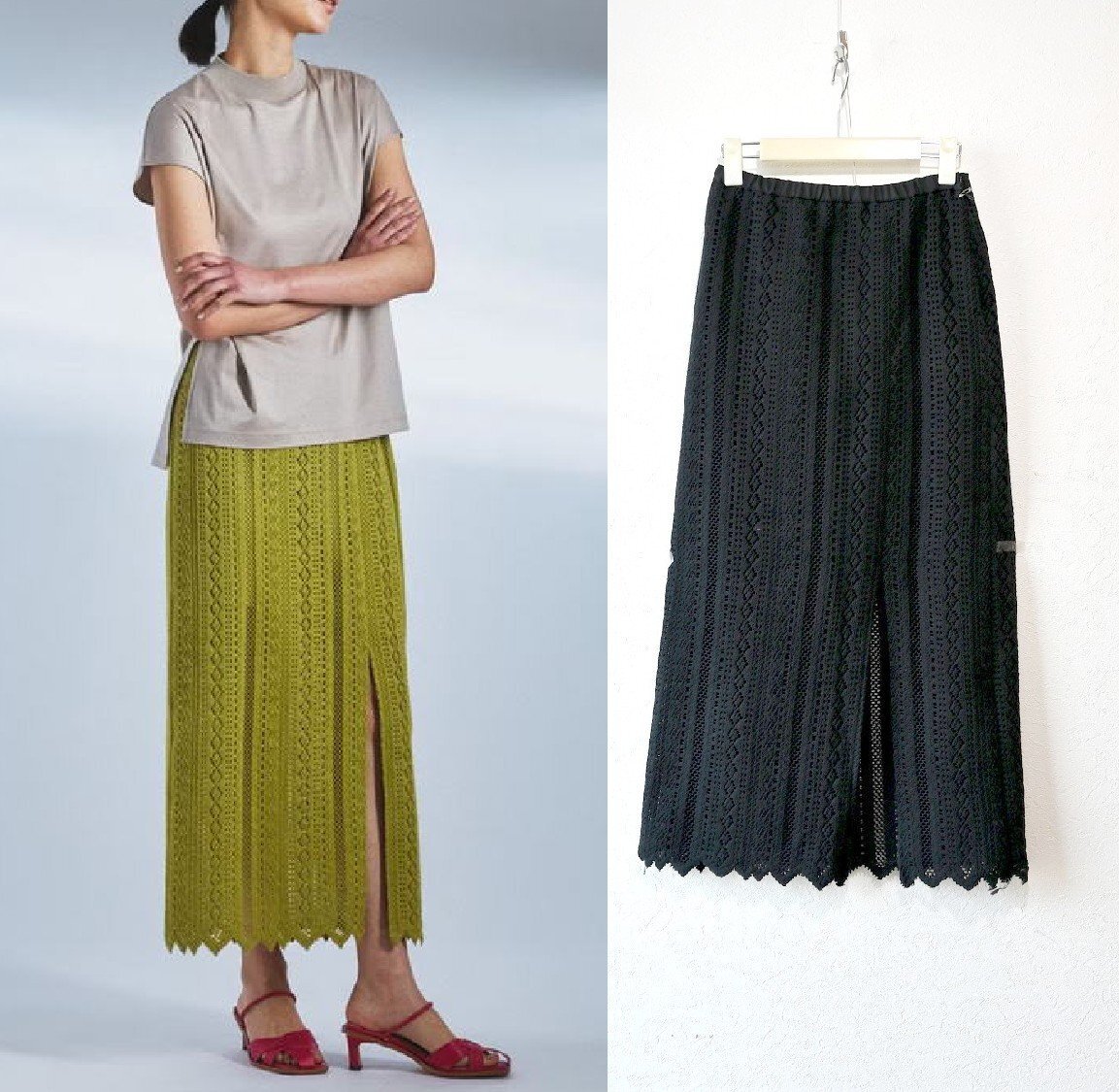 ★2022年　Diagram/グレースコンチネンタル　*総レース　スリットスカート/size:36//定価￥33.000*　古著のgplus広島　2409r2