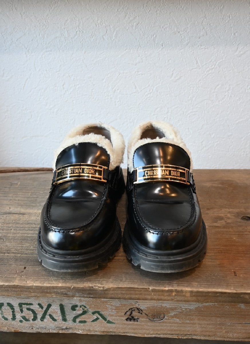 ★クリスチャンディオール　*DIOR CODE ローファー　シアリング　ロゴ　レザーボア/size:36*　古著のgplus広島　2409r3