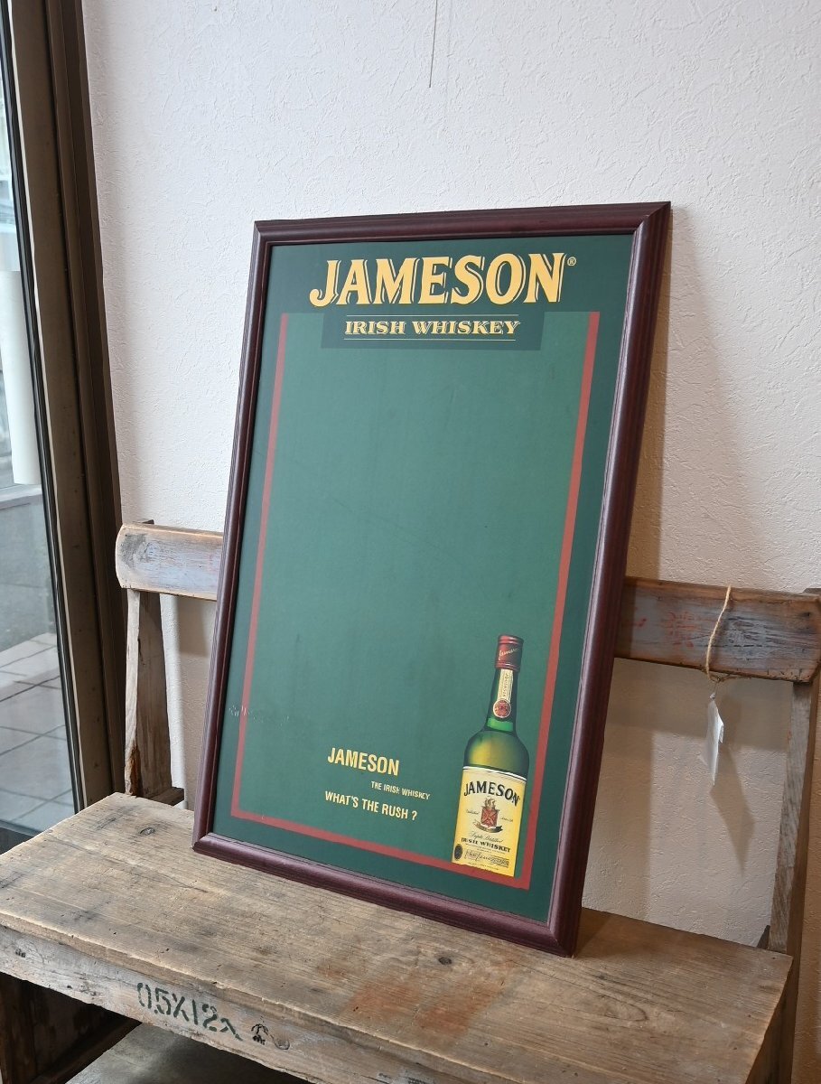 ○JAMESON IRISH WHISKEY　ジェムソン　ウイスキー　黒板　看板　額　お酒の広告　ディスプレイ　ヴィンテージ　古道具のgplus広島 2409i