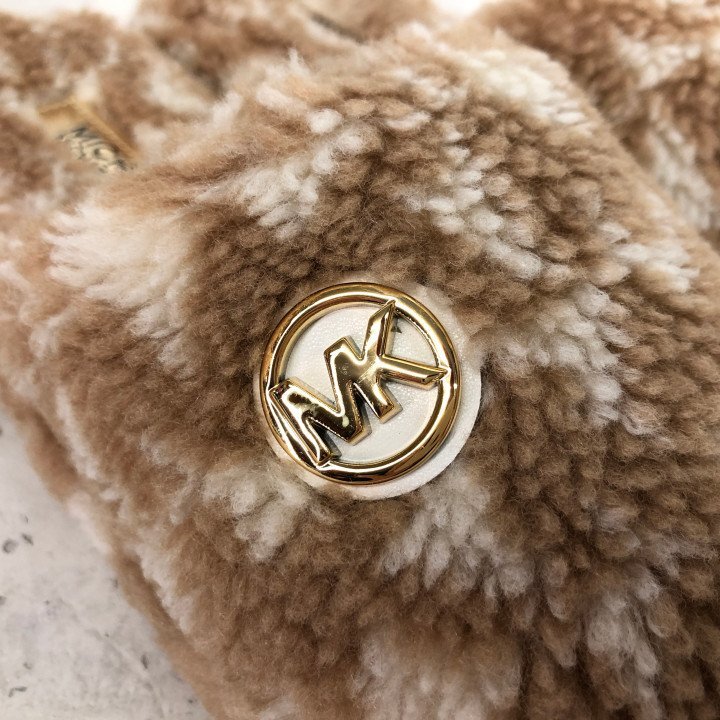 MICHAEL KORS Michael Kors коробка иметь MK Jaguar do поддельный Sherpa тапочки SIZE: US 6M Camel LU632024090803