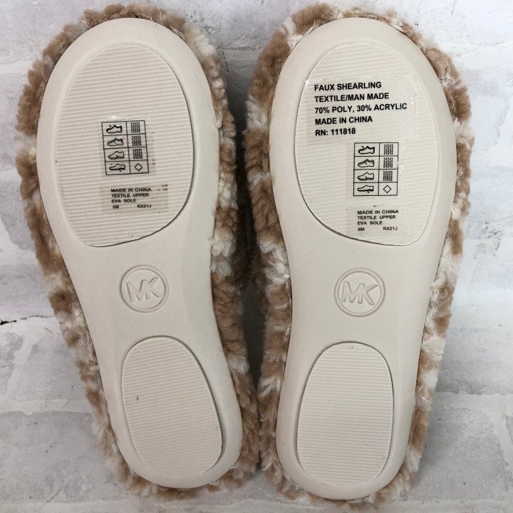 MICHAEL KORS Michael Kors коробка иметь MK Jaguar do поддельный Sherpa тапочки SIZE: US 6M Camel LU632024090803
