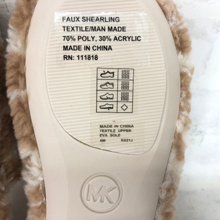 MICHAEL KORS Michael Kors коробка иметь MK Jaguar do поддельный Sherpa тапочки SIZE: US 6M Camel LU632024090803