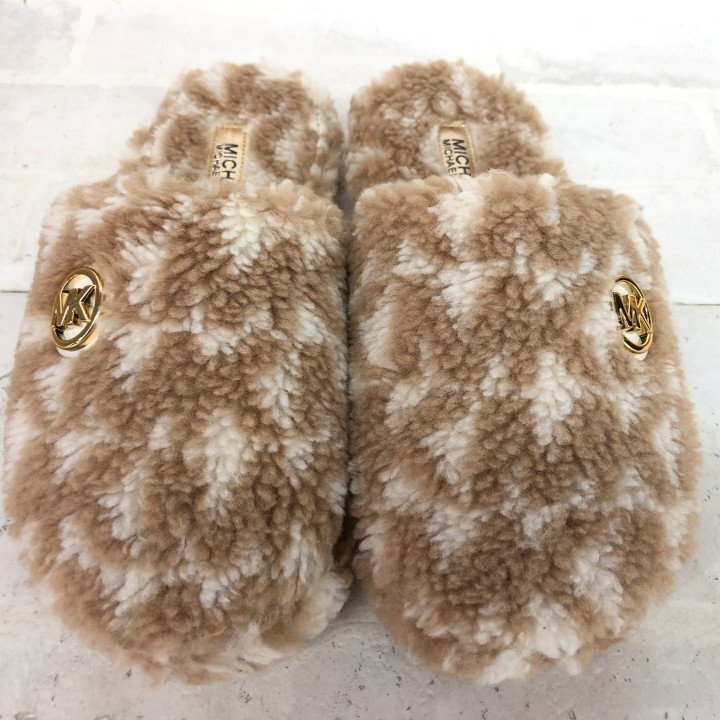 MICHAEL KORS Michael Kors коробка иметь MK Jaguar do поддельный Sherpa тапочки SIZE: US 6M Camel LU632024090803