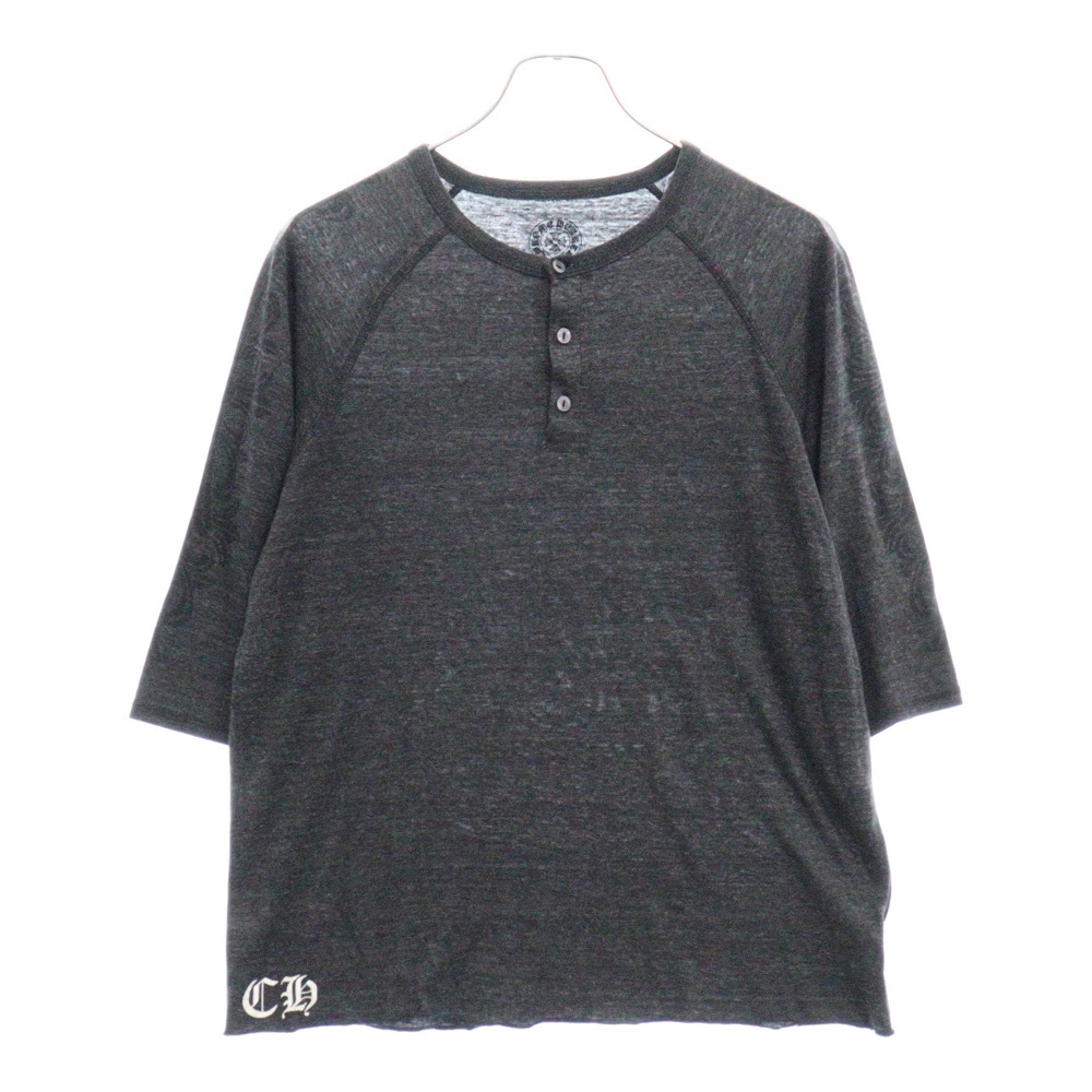 CHROME HEARTS クロムハーツ Scroll Label Logo Tee スクロールラベル ロゴ プリント 7分丈 長袖Tシャツ グレー