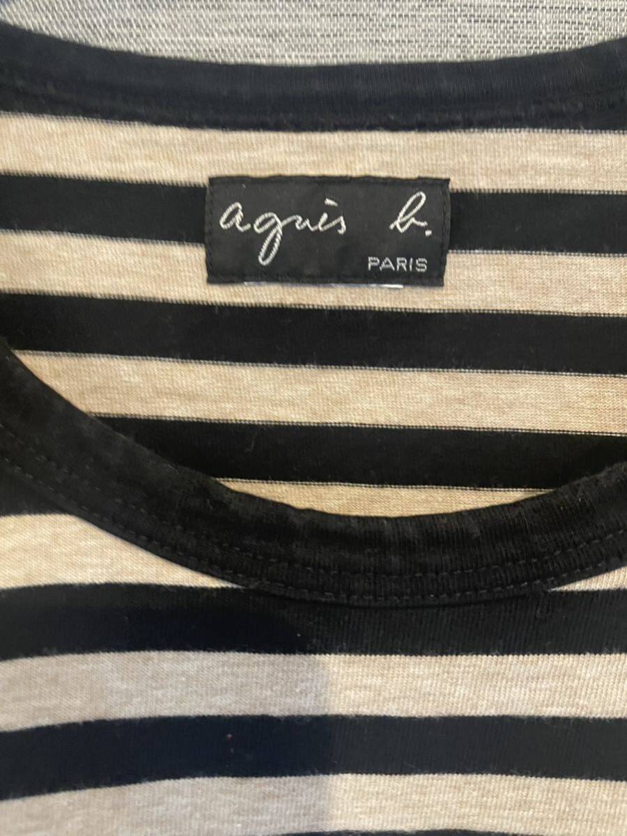 アニエスベーagnes b.半袖Tシャツカットソーボーダートップス黒ベージュ