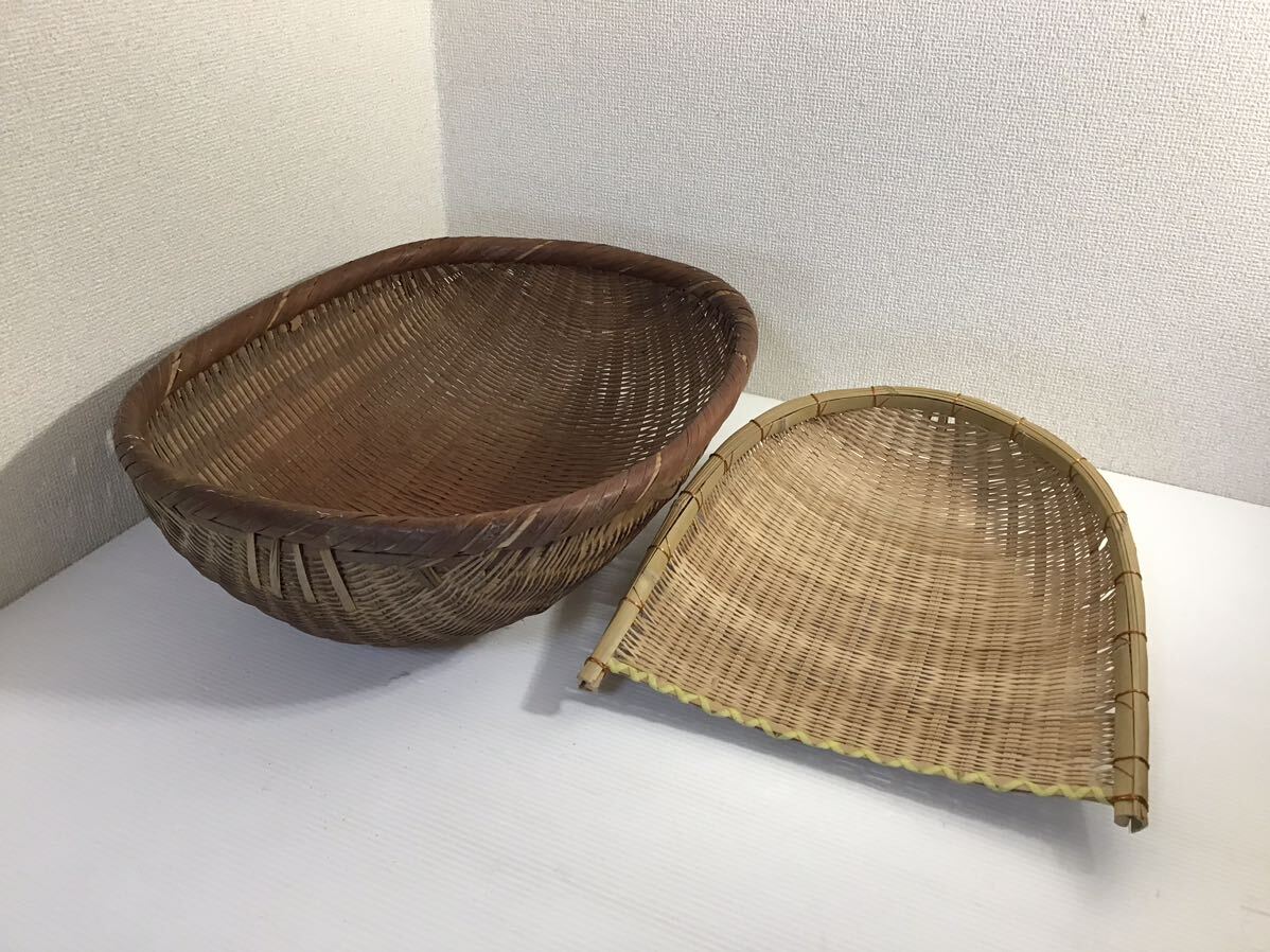 昭和レトロ 竹ザル 2個セット 農具 竹かご 古道具 野菜カゴ もみ 昭和レトロ 竹ザル 2個セット 農具 竹かご 古道具 野菜カゴ もみ