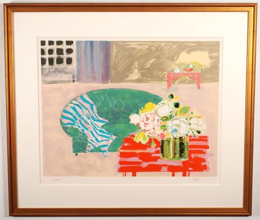 ジル・ゴリチ『卓上の花』◇リトグラフ◇直筆サイン有◇フランス人気作家！父：アイズピリ - 版画