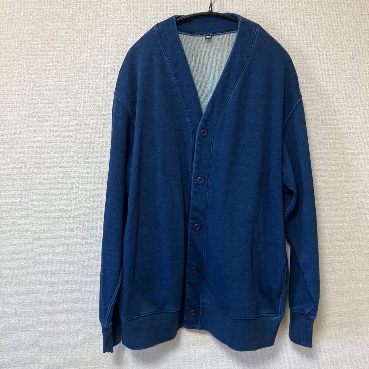 UNIQLO インディゴスウェットカーディガン　BLUE XLサイズ