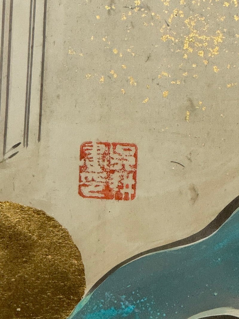 屏風屋 金台肉筆 前田呉耕 筆 春秋 大和絵 屏風 高さ 約171.5cm 屏風屋 金台肉筆 前田呉耕 筆 春秋 大和絵 屏風 高さ 約171.5cm