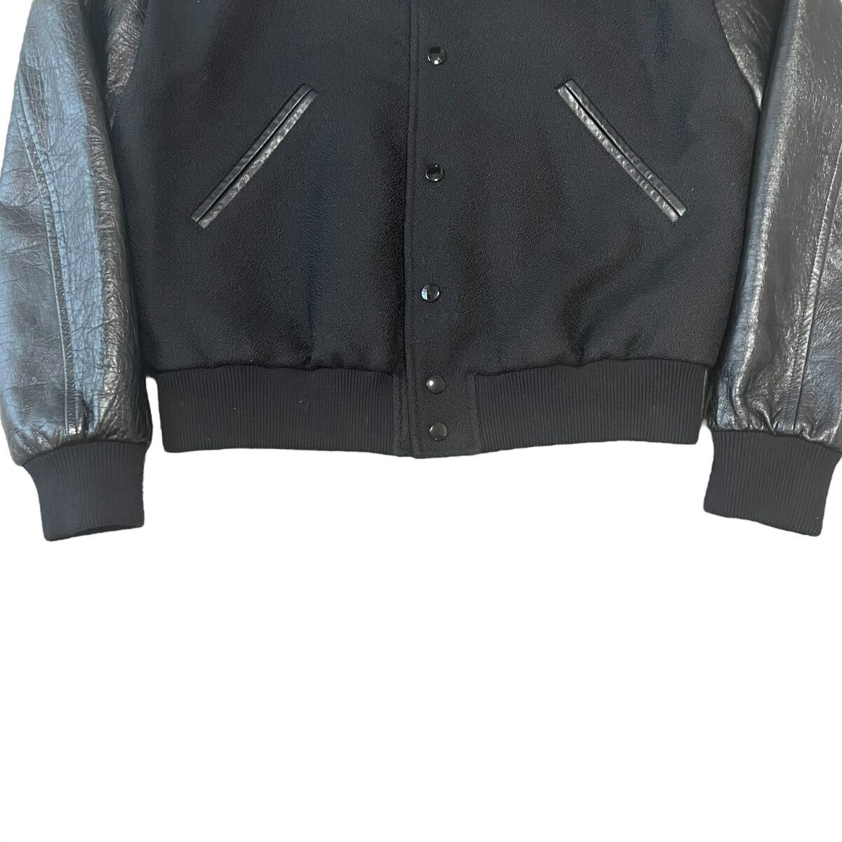 CELINE HEDI SLIMANE 2021AW TEDDY BLACK LEATHER SLEEVE MELTON CELINE HEDI SLIMANE 2021AW TEDDY BLACK LEATHER SLEEVE MELTON
