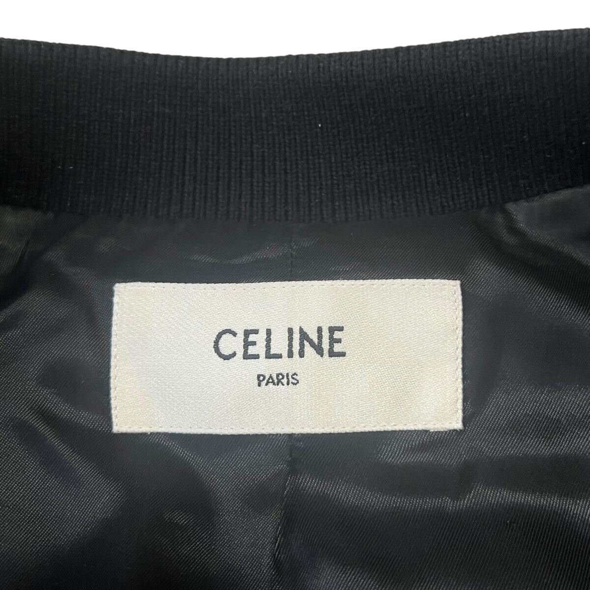 CELINE HEDI SLIMANE 2021AW TEDDY BLACK LEATHER SLEEVE MELTON CELINE HEDI SLIMANE 2021AW TEDDY BLACK LEATHER SLEEVE MELTON
