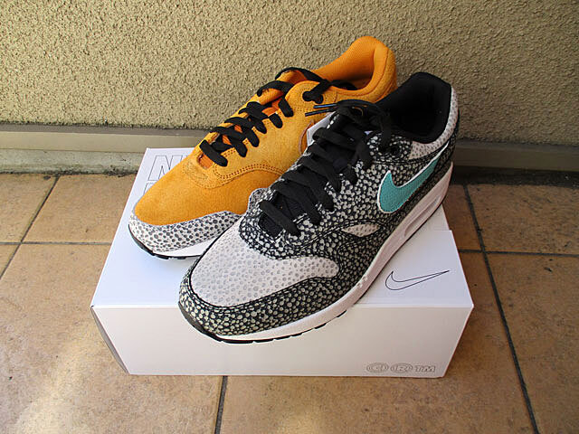 新品 未使用品 29センチ NIKE BY YOU AIR MAX 1 ナイキ バイユー エアマックス 1 サファリ グレー 水色 黒 オレンジ DO7414-991 スニーカー